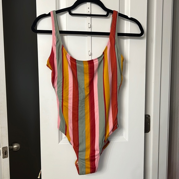 Madewell Second Wave Tank One-Piece Swimsuit in Rainbow Stripe - Picture 1 of 4